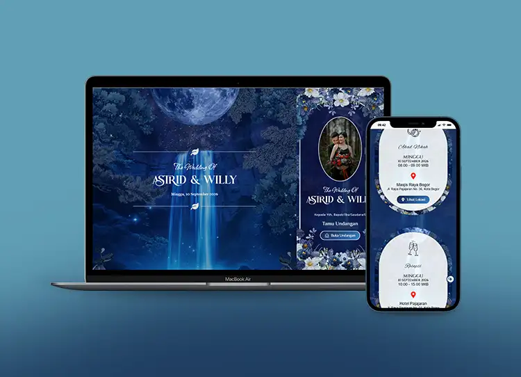 Tema undangan Digital Moonlight Cascade